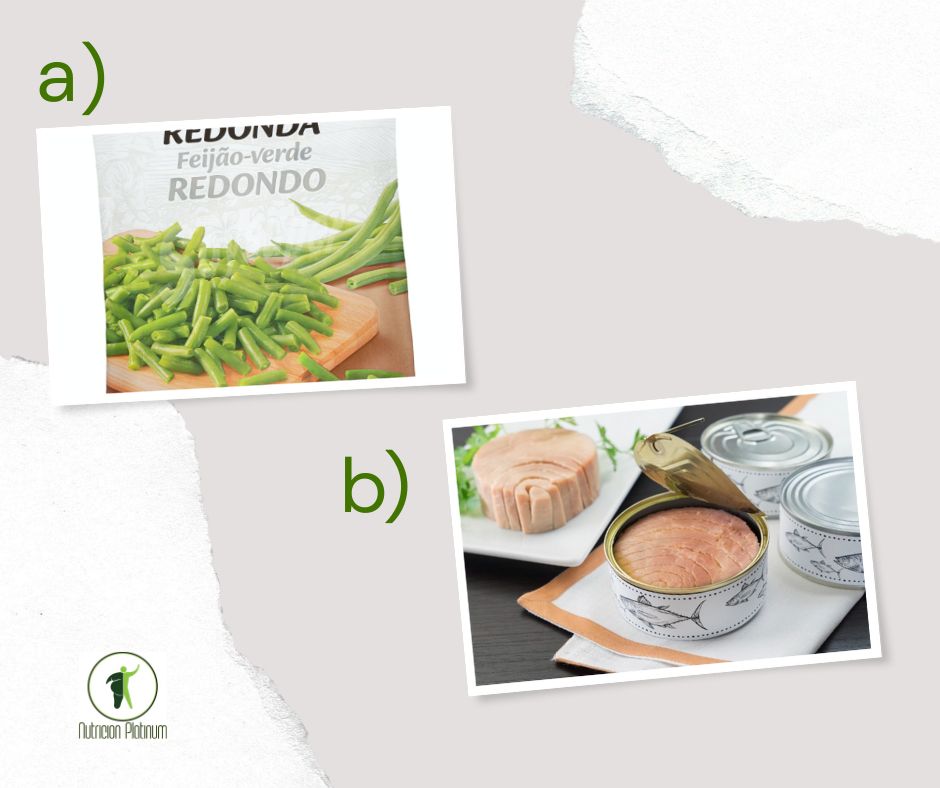 Habichuelas redondas con atún en conserva.